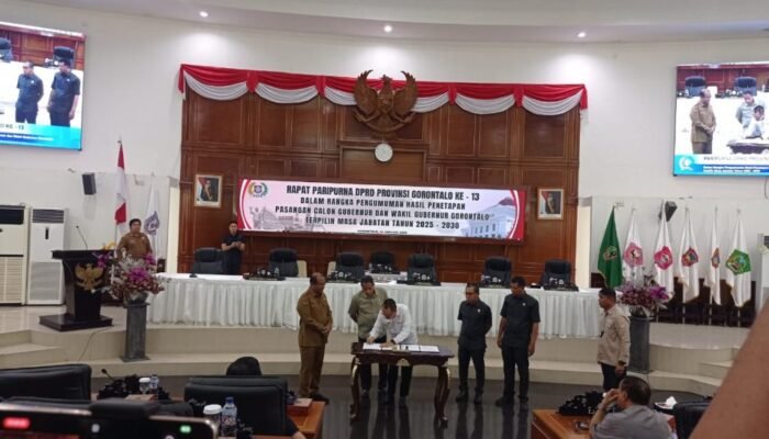 Deprov Gorontalo Umumkan Pasangan Calon Gubernur dan Wakil Gubernur Terpilih dalam Rapat Paripurna